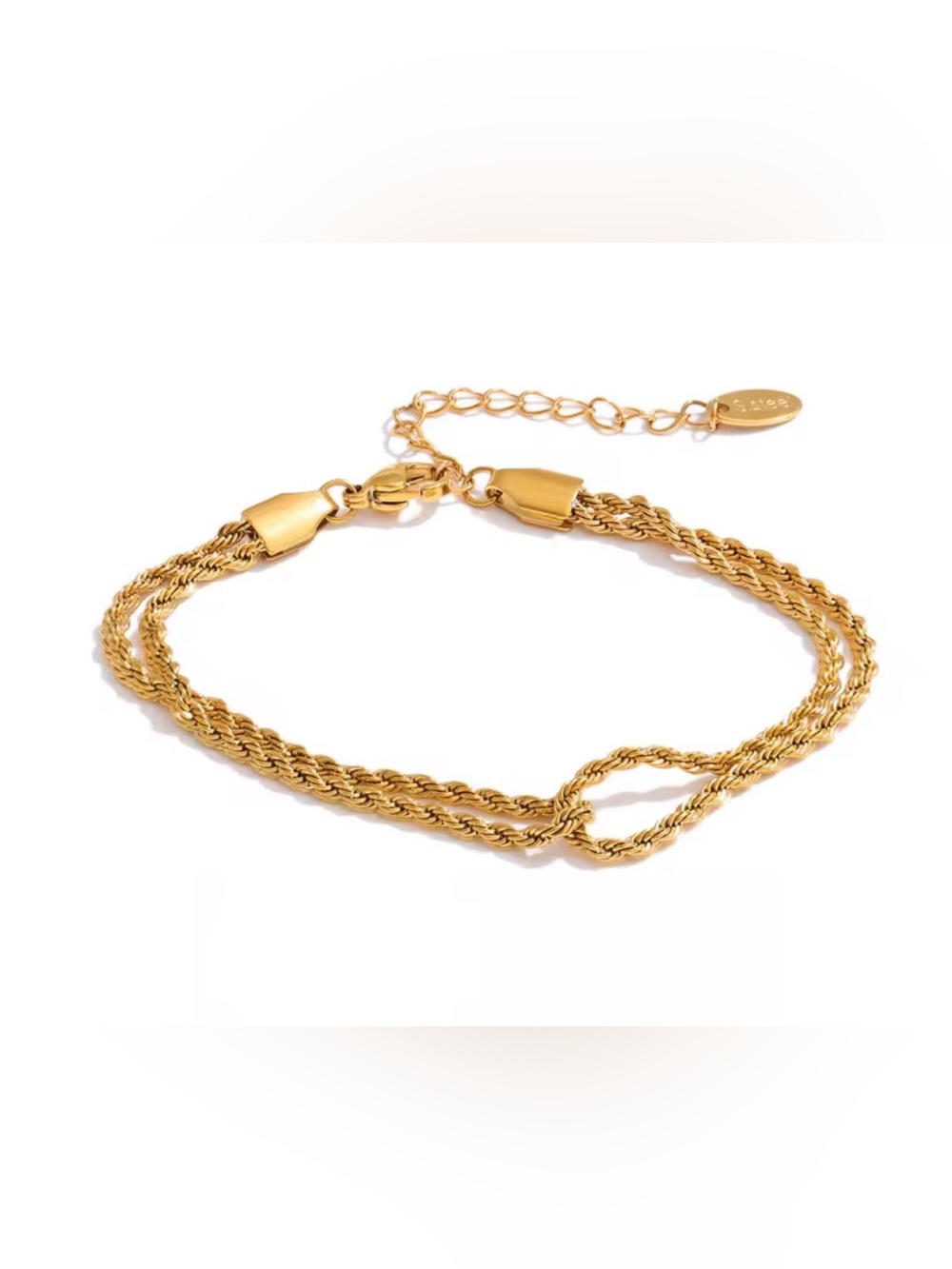 Gold Rope Chain Bracelet with Knot Accent